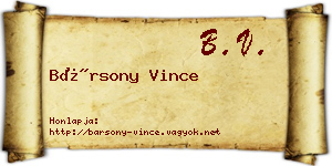 Bársony Vince névjegykártya
